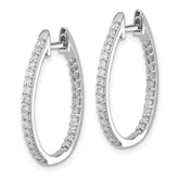 14k White Gold 3/4 carat Lab Grown Diamond VS/SI+ G+ Complete In and Out Hinged Hoop Earrings